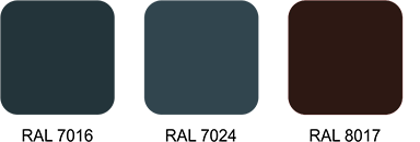 Grupa kolorów ciemnych stosowanych dla okładzin płyt warstwowych z wełną mineralną