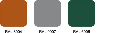 Grupa kolorów ciemnych stosowanych dla płyt warstwowych z rdzeniem wełny mineralnej Baas Panel